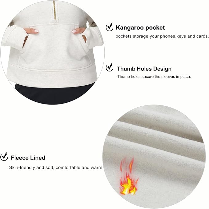 THE GYM PEOPLE Womens' Half Zip Pullover Fleece Stand Collar Crop Sweatshirt with Pockets Thumb Hole