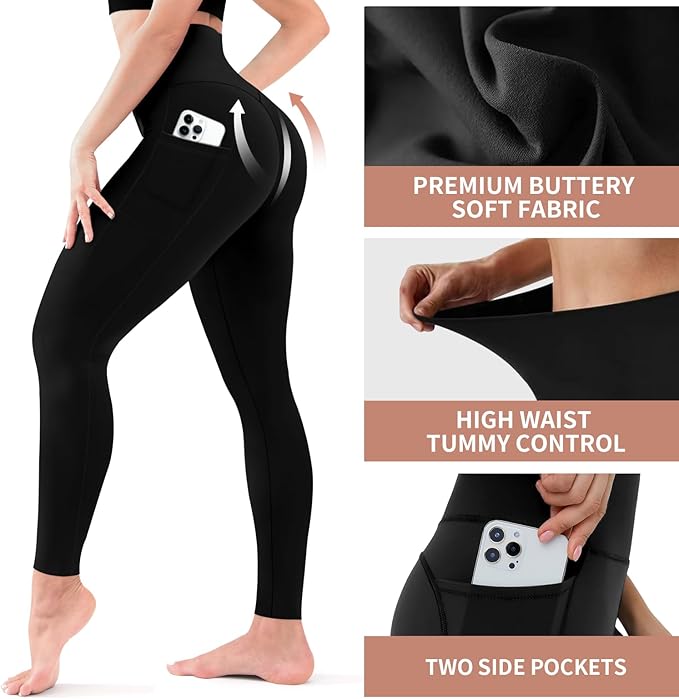 3 Pack Leggings for Women-No See-Through High Waisted Tummy Control Yoga Pants Workout Running Legging