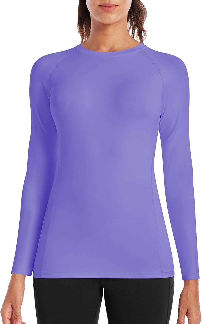 Runhit Women's Long Sleeve Compression Shirt Workout Tops Athletic Base Layer Gym Yoga Running Sports Gear Quick Dry UPF 50+
