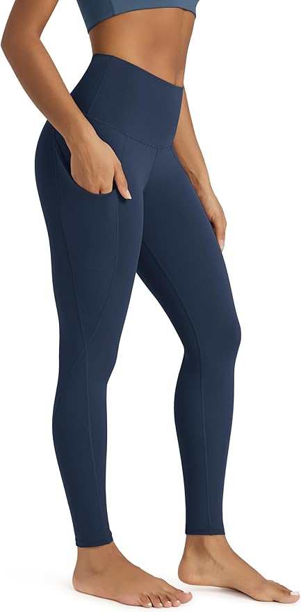 ODODOS Women's High Waisted Yoga Leggings with Pockets, Tummy Control Non See Through Workout Athletic Running Yoga Pants