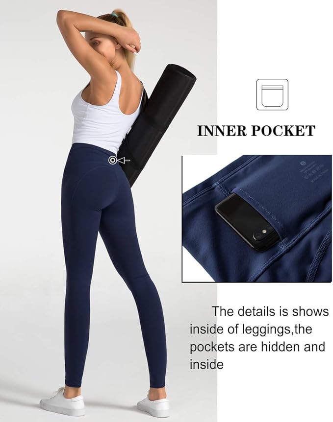 Dragon Fit High Waist Yoga Leggings with 3 Pockets,Tummy Control Workout Running 4 Way Stretch Yoga Pants