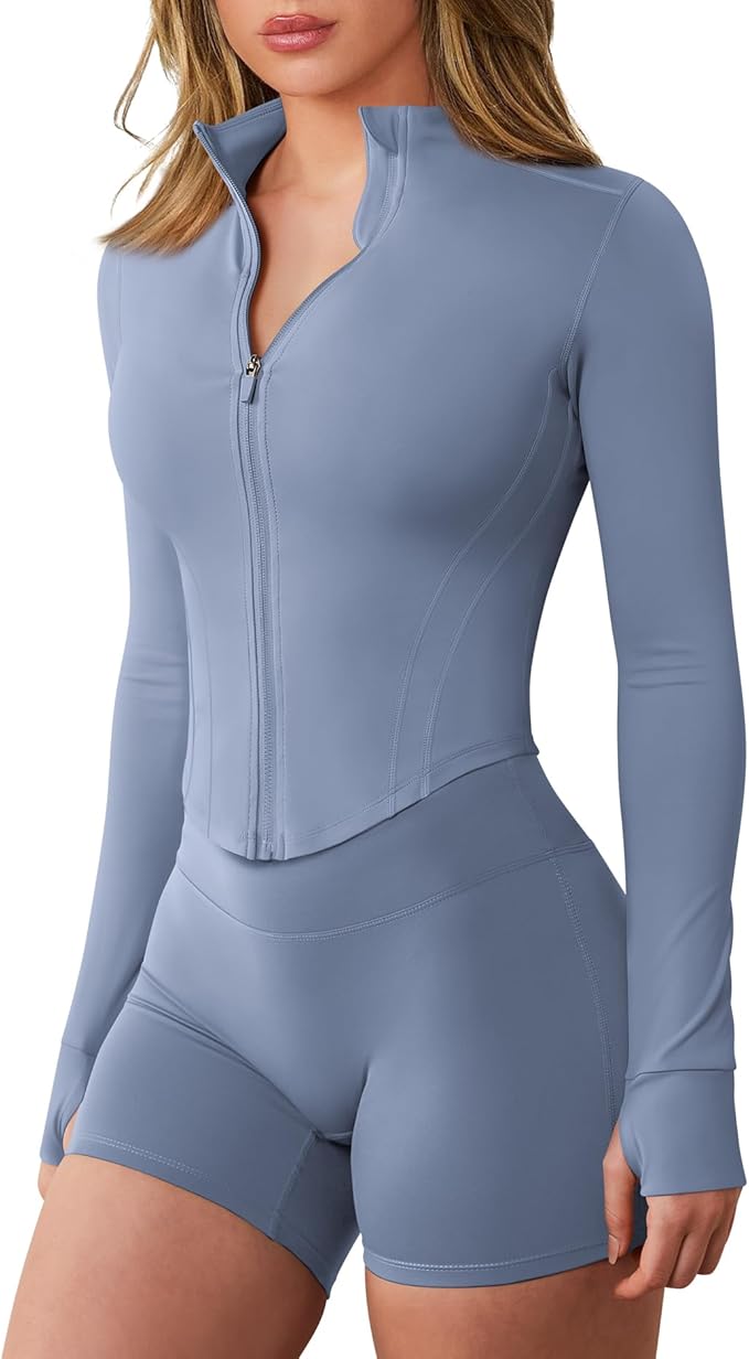GYM RAINBOW Workout Jackets for Woman Lightweight Athletic Full Zip Running Jacket BBL Cropped Jackets Slim With Thumb Holes