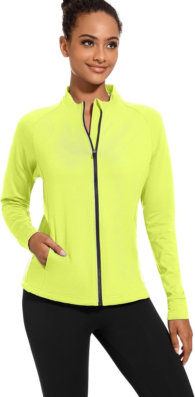 bpbtti Women's Polar Fleece Zip Up Workout Jackets with Pockets Slim Fit Cottony Soft Jacket for Running Athletic Yoga