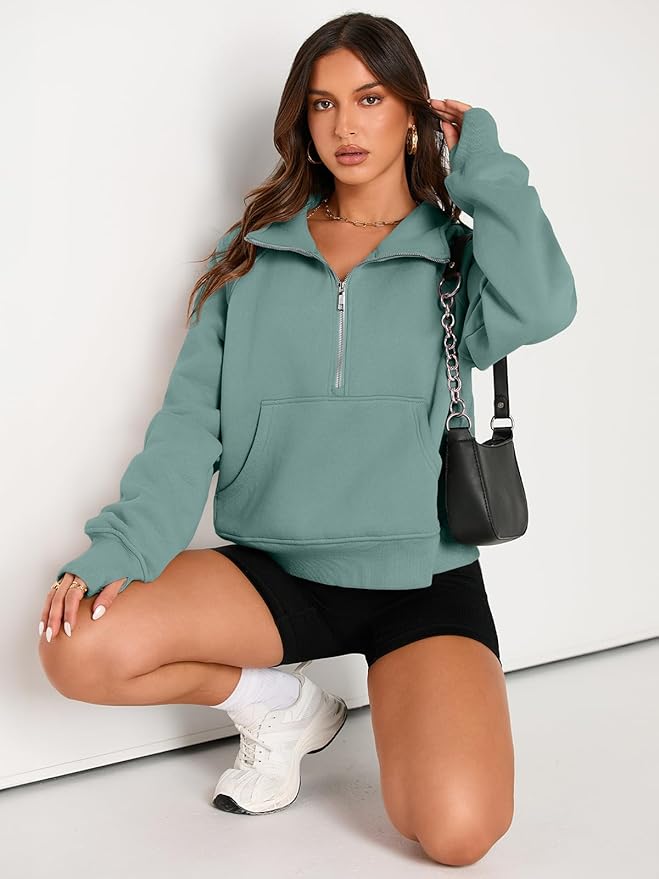 AUTOMET Womens Sweatshirts Half Zip Cropped Pullover Fleece Quarter Zipper Hoodies 2026 Fall Fashion Outfits Clothes