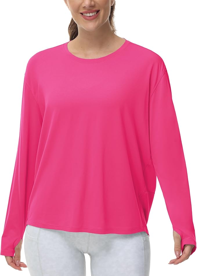 THE GYM PEOPLE Women's Long Sleeve Workout Shirts Back Loose Fit Running Tee Tops with Thumb Hole