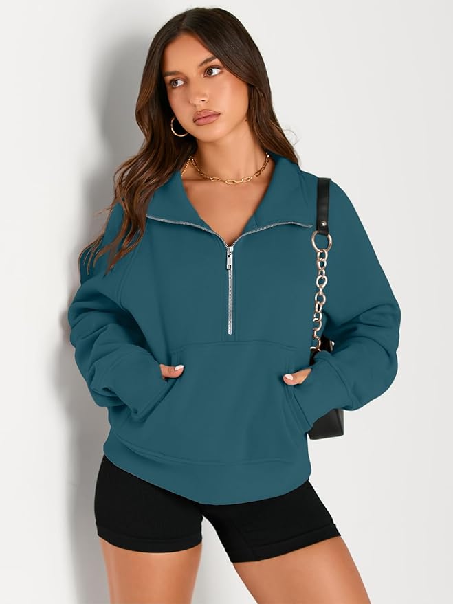 AUTOMET Womens Sweatshirts Half Zip Cropped Pullover Fleece Quarter Zipper Hoodies 2026 Fall Fashion Outfits Clothes