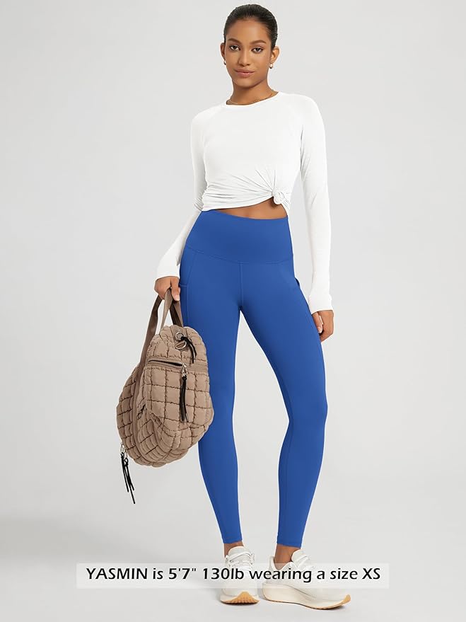 ODODOS Women's High Waisted Yoga Leggings with Pockets, Tummy Control Non See Through Workout Athletic Running Yoga Pants