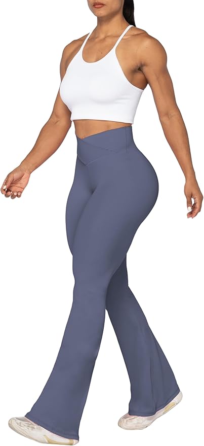 Sunzel Flare Leggings, Crossover Yoga Pants with Tummy Control, High-Waisted and Wide Leg