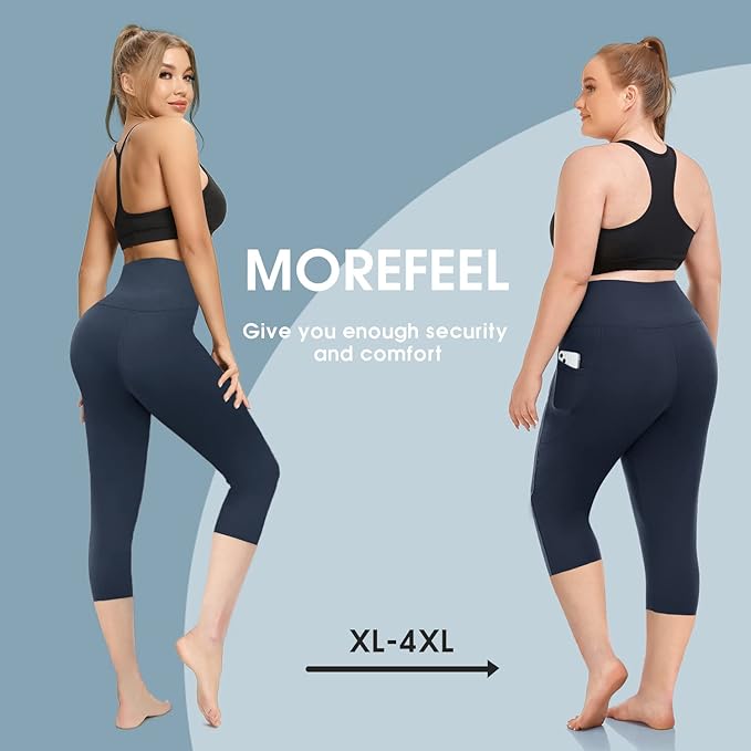 Plus Size Leggings for Women with Pockets-Stretchy XL-5XL Yoga Pants Tummy Control High Waist Workout Leggings