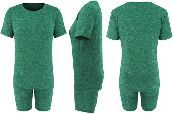 KINIKO Women's 2 Piece Casual Fashion Sports Solid Color Suit short Sleeve top and Pants Set Sweatshirt