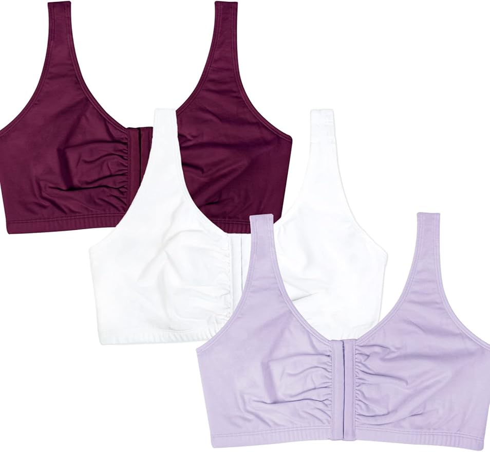 Fruit of the Loom Women's 96014PK Comfort Cotton Blend Front Close Sports Bra 2 Pack