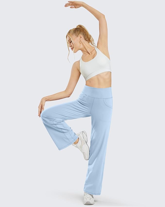 Promover Wide Leg Pants Woman Yoga Pants with Pockets Stretch Loose Casual Lounge Sweatpants Petite/Regular/Tall