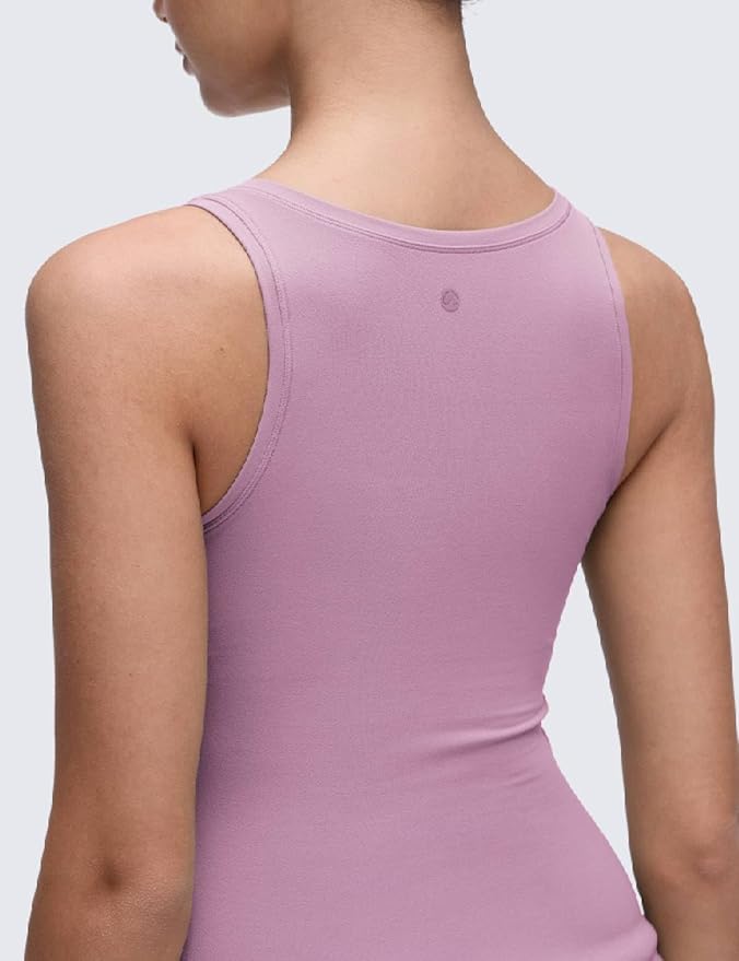 CRZ YOGA Softembrace Scoop Neck Tank Tops for Women - Casual Going Out Soft Double Lined Crop Basic Sleeveless Shirts