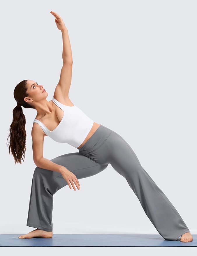 CRZ YOGA Softretch No Front Seam Wide Leg Pants 28''/ 30''/ 32" for Women - High Waist Yoga Lounge Buttery Soft Comfy Casual