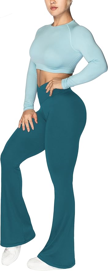 Sunzel Flare Leggings, Crossover Yoga Pants with Tummy Control, High-Waisted and Wide Leg