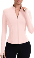 ZHENWEI Workout Jackets for Women Full Zip Up Cropped Athletic Long Sleeve Lightweight Slim Fit Running Tops with Pockets