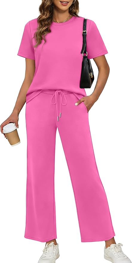 XIEERDUO Women's Side Slit Lounge Sets 2026 Fashion 2 Piece Travel Outfits Cozy Loungewear Wide Leg Tracksuits S-3XL