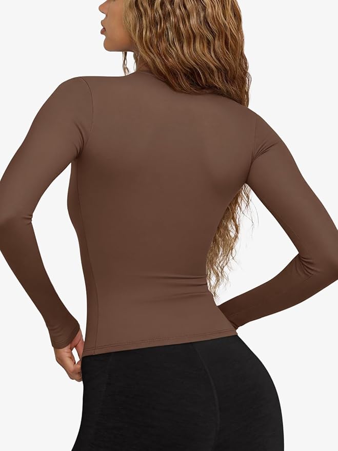 LASLULU Womens Long Sleeve Sexy V Neck T Shirts Basic Workout Tops Athletic Yoga Casual Crop Top
