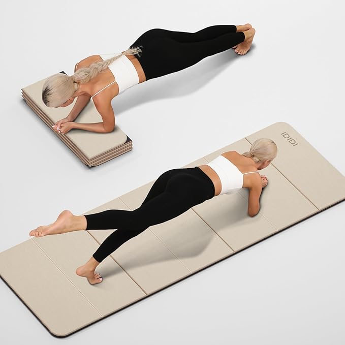 Foldable Yoga Mat Extra Thick 0.32 Inches-SGS Certified POE Material Exercise Mat, Non-Slip Design Fitness Mats, Multi-Purpose Workout Mats For Studio or Home Use
