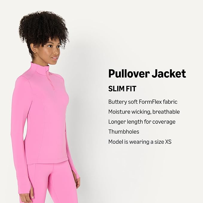 Amazon Essentials Women's Active FormFlex Buttery Soft Slim Fit Quarter Zip Long Sleeve Pullover Jacket