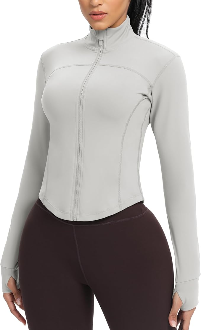 GYM RAINBOW Womens Zip Up Workout Jakcets Lightweight Slim Fit Running Athletic Jackets with Thumb Holes