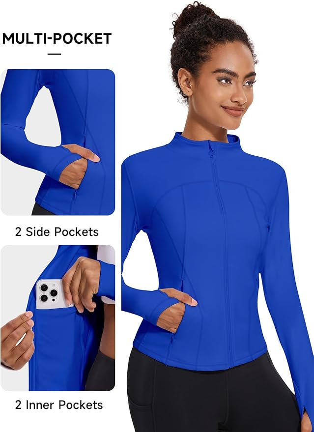 VUTRU Womens Workout Yoga Jacket Lightweight Zip Up Athletic Jacket Lightweight Cropped Jacekt with Pockets