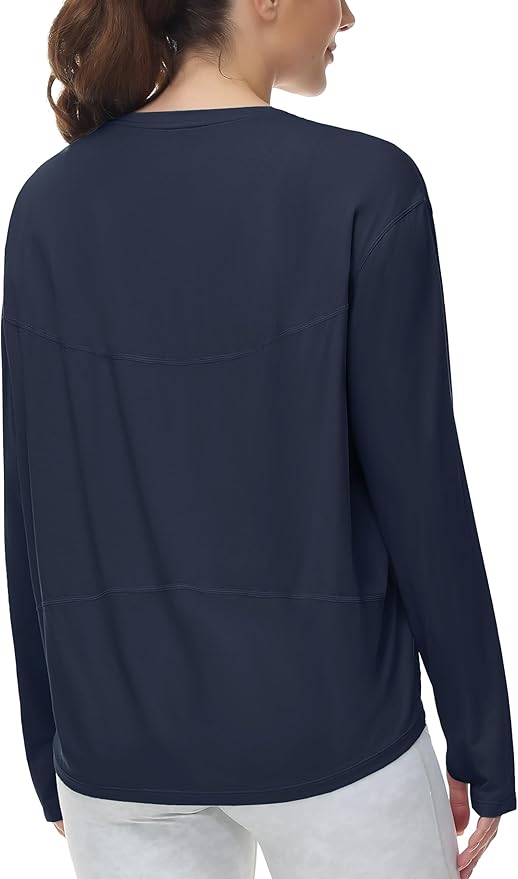 THE GYM PEOPLE Women's Long Sleeve Workout Shirts Back Loose Fit Running Tee Tops with Thumb Hole