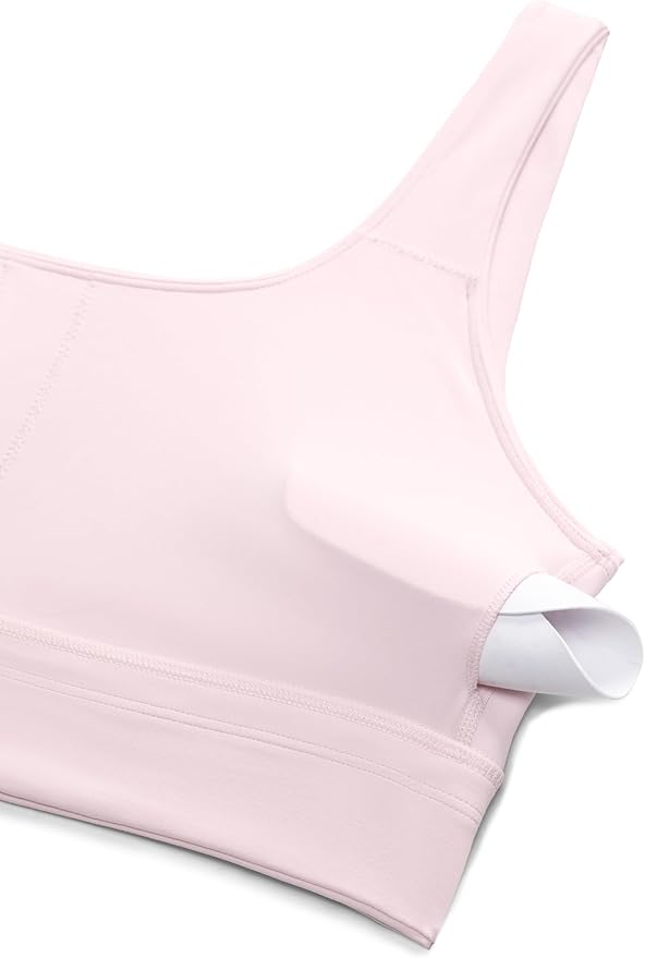 CRZ YOGA Butterluxe U Back Longline Sports Bras for Women - Scoop Neck Padded Yoga Workout Crop Top with Built in Pads