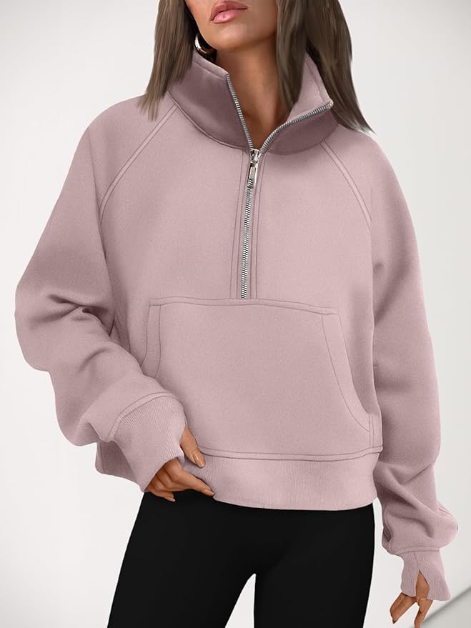 AUTOMET Womens Sweatshirts Half Zip Cropped Pullover Fleece Quarter Zipper Hoodies 2026 Fall Fashion Outfits Clothes