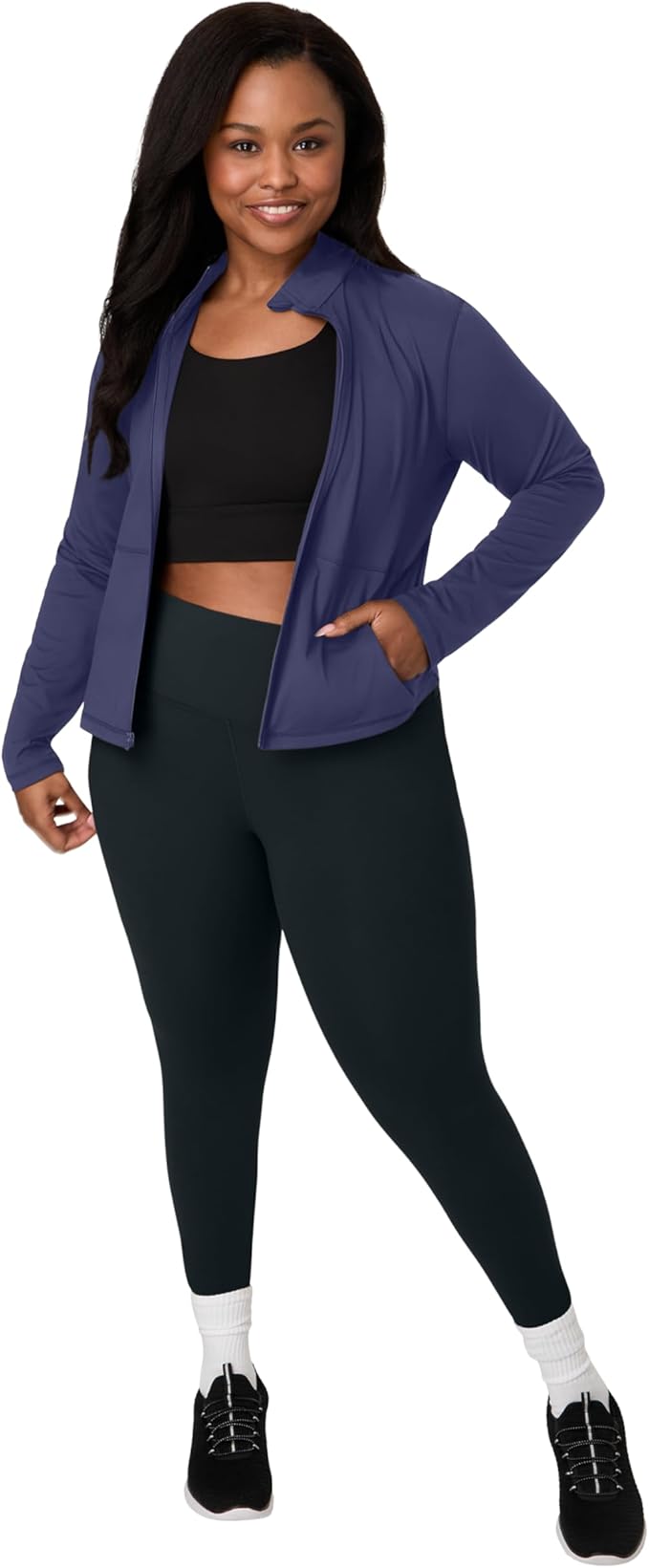Hanes Women's Jacket, Moves Full-Zip Workout Jacket, Moisture-Wicking Outwear, Soft & Stretchy Athletic Wear for Women
