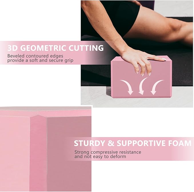 9"x6"x3" Yoga Blocks, Soft Non-Slip Surface Premium Foam Blocks, Supportive, Lightweight, Odor Resistant, Yoga Accessories for Pilates Meditation General Fitness Stretching Toning