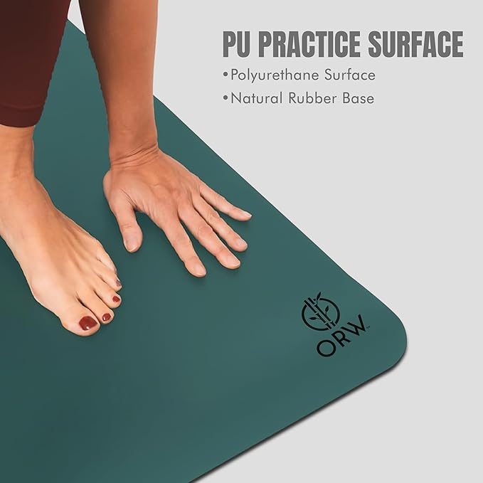 ORW Non Slip Hot Yoga Mat - Grip Surface & Natural Rubber Base, REACH Tested, Home & Studio Practice