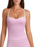OMKAGI Sports Bras for Women Cute Sweetheart Neck Workout Tank Tops Open Back Yoga Bra Top