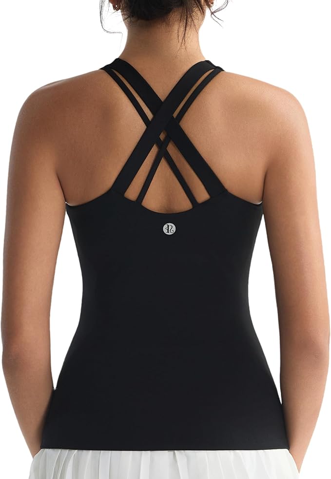RUNNING GIRL Tank top with Built in Bra for Women,Compression Shirts Crisscross Back Workout Yoga Tops