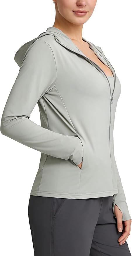 Women's UPF 50+ Sun Protection Hoodie Jacket with Pockets Lightweight Zip Up Sun Cover Up Shirt Athletic Jacket