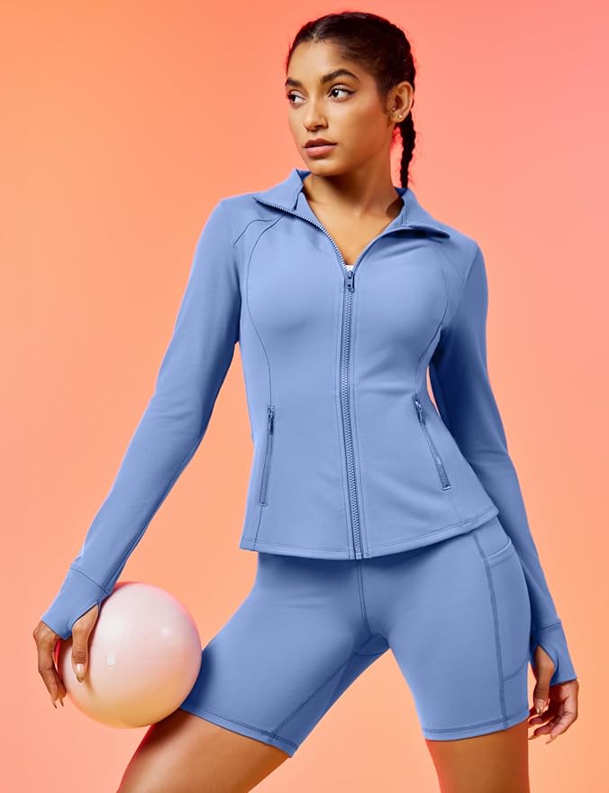 IUGA Women's Workout Jackets BBL Running Athletic Jackets Lightweight Full Zip Up Slim Fit for Women with Thumb Holes
