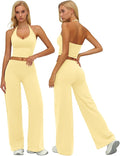 ABOCIW Womens Workout Sets 2 Piece Spaghetti Straps Crop Top Straight Leg Yoga Pants Yoga Pilates Outfits