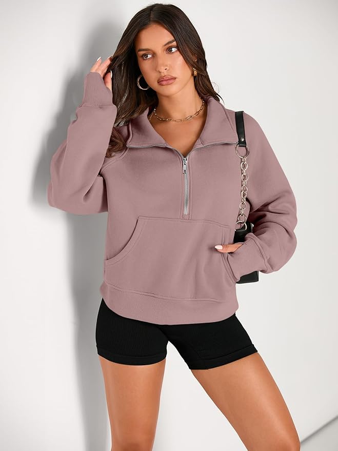 AUTOMET Womens Sweatshirts Half Zip Cropped Pullover Fleece Quarter Zipper Hoodies 2026 Fall Fashion Outfits Clothes