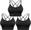 Sykooria 3 Pack Strappy Sports Bra for Women Sexy Crisscross for Yoga Running Athletic Gym Workout Fitness Tank Tops