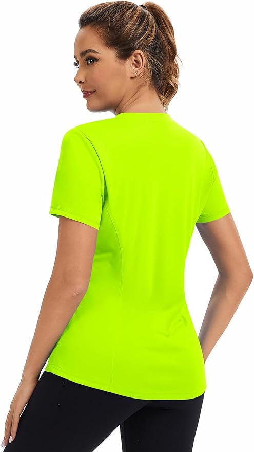 AVOOGUE Women's Short Sleeve Workout Tops Quick Dry Athletic UPF50+ Sun Protection Shirts Gym Hiking Running Yoga Clothes