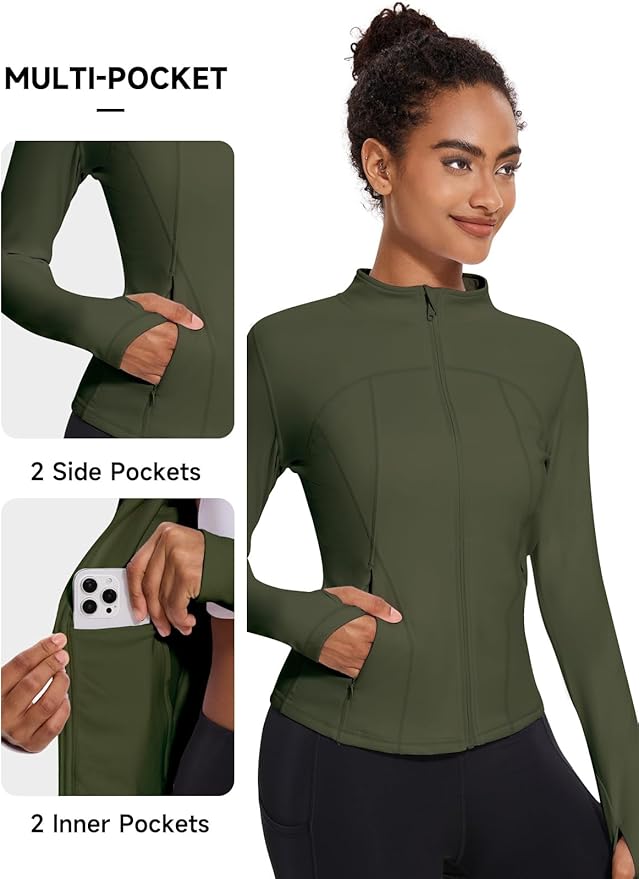 VUTRU Womens Workout Yoga Jacket Lightweight Zip Up Athletic Jacket Lightweight Cropped Jacekt with Pockets