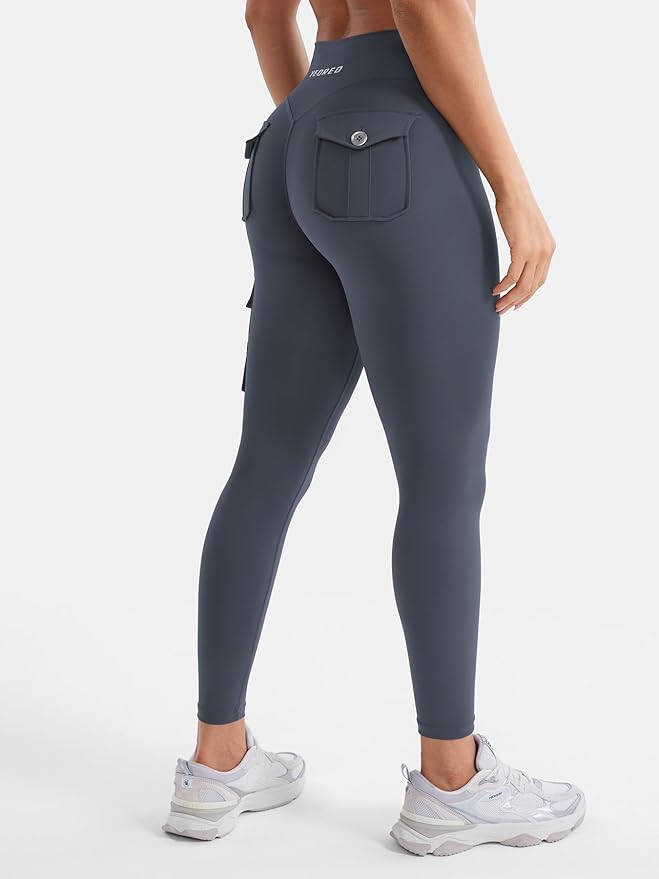 YEOREO CoreFlex Workout Cargo Leggings with Pockets for Women Hidden Scrunch Butt Lifting Leggings Gym Yoga Pants