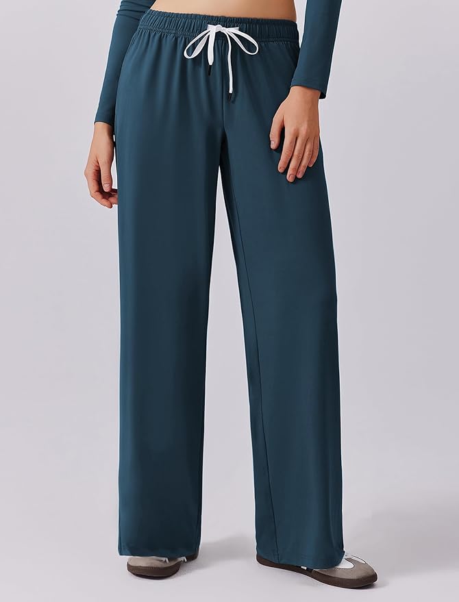 PINSPARK Women 2 Piece Lounge Set Long Sleeve Cropped Top Wide Leg Pants with Pockets 2024 Fall Outfits Matching Tracksuit