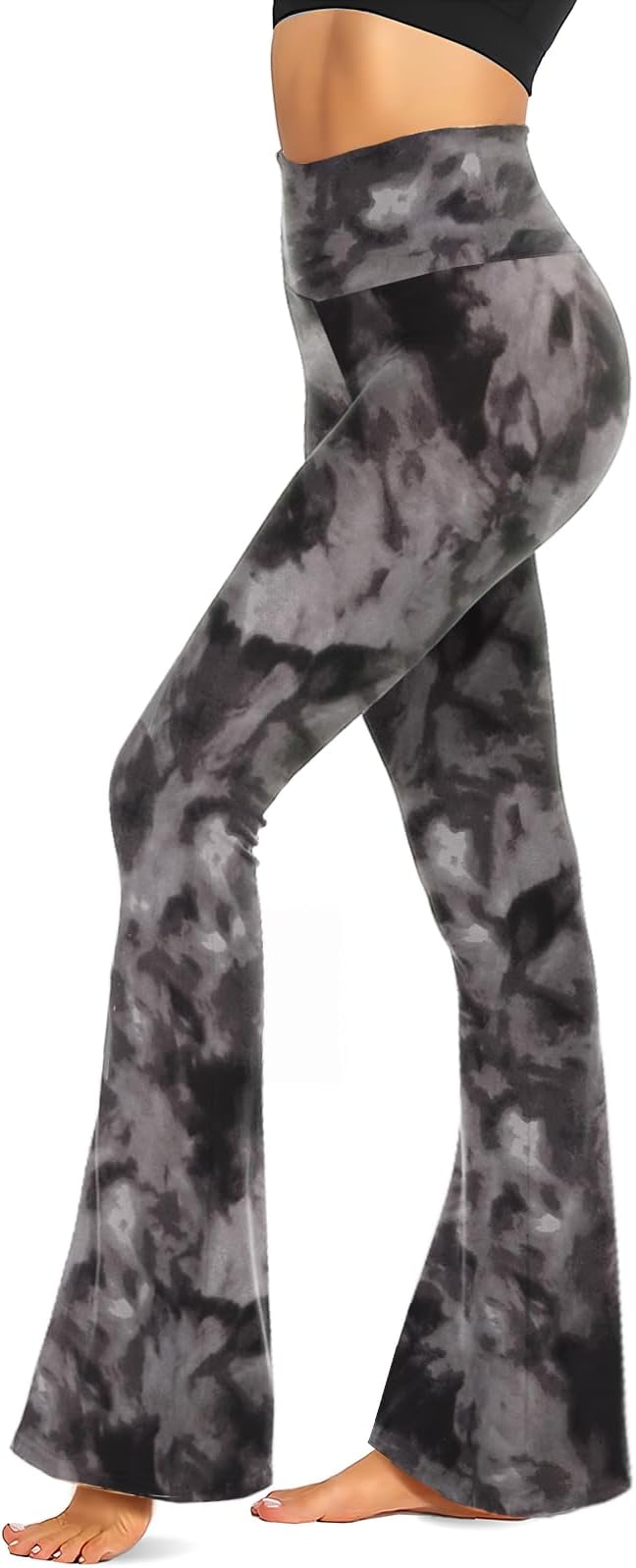 TNNZEET Black Flare Leggings for Women, Crossover Yoga Pants with Pockets Bootcut Flared Leggings