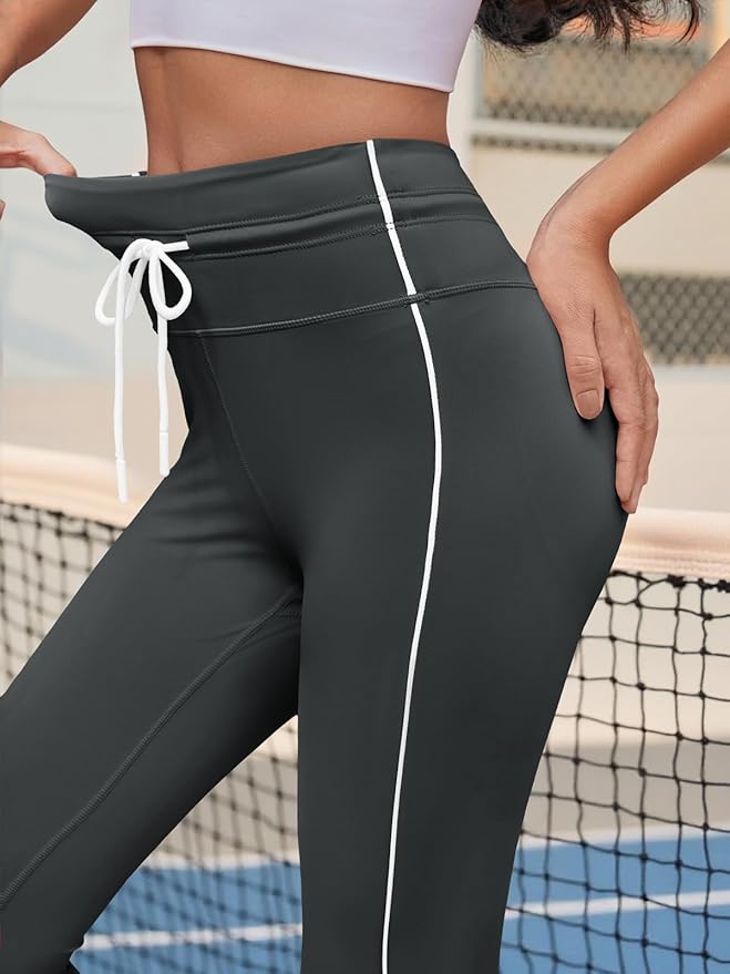 Aoysky Womens Buttery Soft High Waisted Drawstring Leggings 25'' Workout Running Gym Athletic Yoga Pants