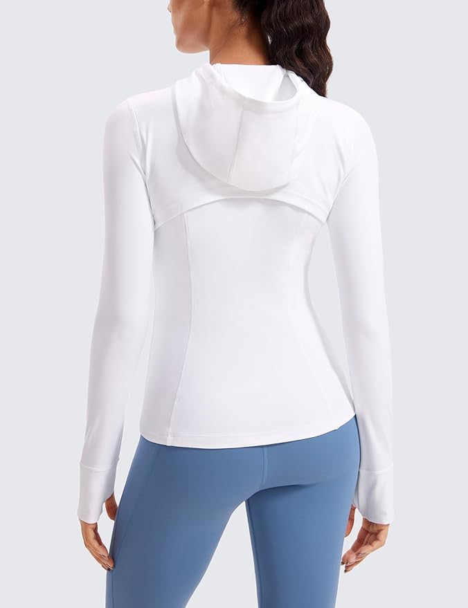 CRZ YOGA Butterluxe Hooded Athletic Jackets for Women - Full Zip Track Casual Tops with Thumb Holes Pockets