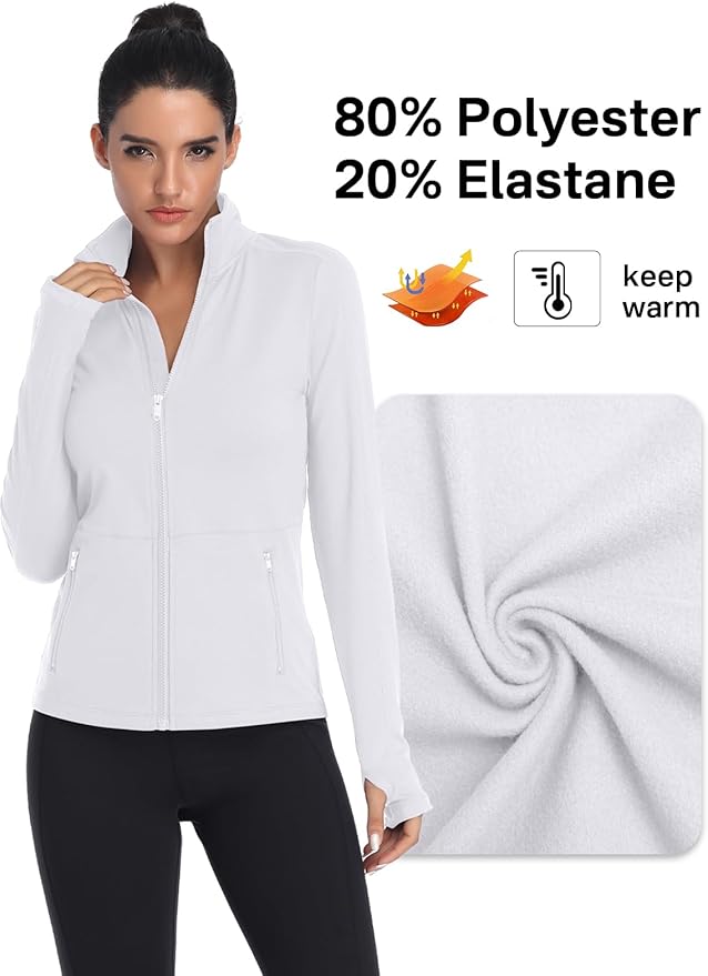 VUTRU Women's Workout Yoga Jacket Full Zip Running Track Jacket Fleece Athletic Jacket