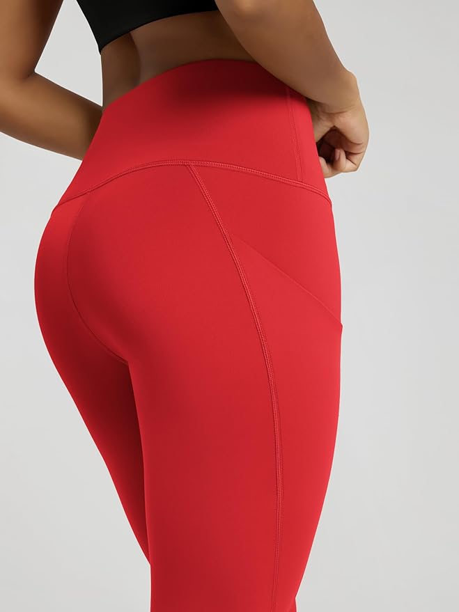 ODODOS Women's High Waisted Yoga Capris with Pockets, Tummy Control Non See Through Workout Athletic Running Capri Leggings