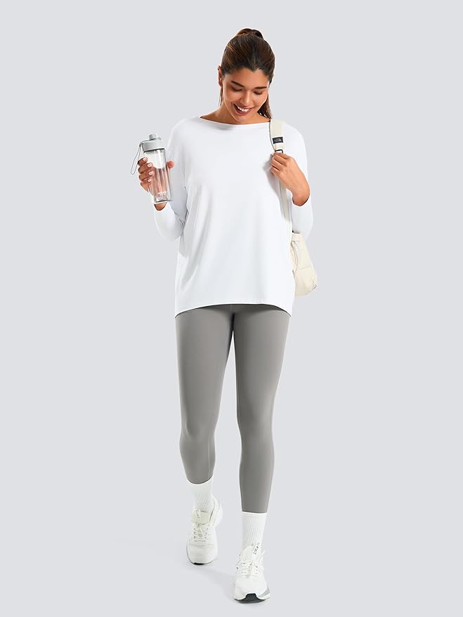 JOYSPELS Ice Silk Boat Neck Long Sleeve Workout Tops for Women Loose Fit Athletic Running Gym Yoga Shirts