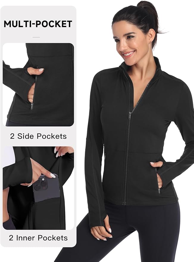 VUTRU Women's Workout Yoga Jacket Full Zip Running Track Jacket Fleece Athletic Jacket